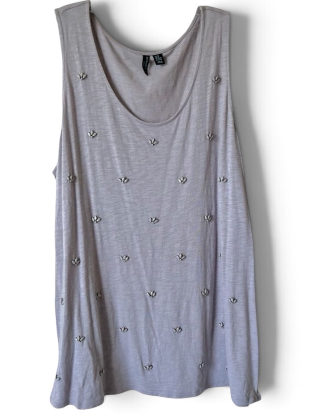Cynthia Rowley grey embellished sleeveless scoop neck tank top